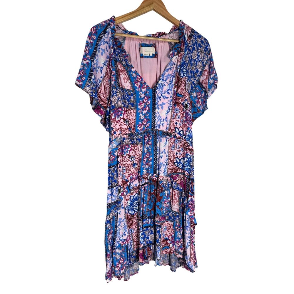 by Anthropologie Patchwork Tiered Dress Large